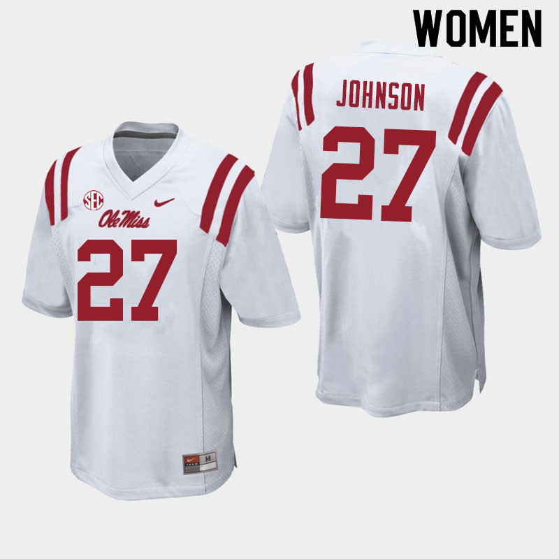 Tysheem Johnson Ole Miss Rebels NCAA Women's White #27 Stitched Limited College Football Jersey TQX3358YZ